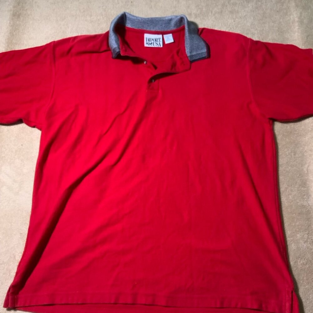 Diport USA Mens XL Red Black Belterra Embroidered Short‎ Sleeve Golf Polo Shirt